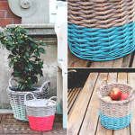 Bunte Blumenkörbe / Pflanzkörbe